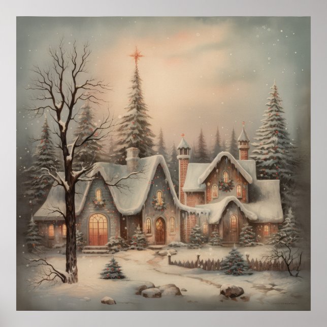 Póster Poster de la Noche de Navidad Vintage (Frente)