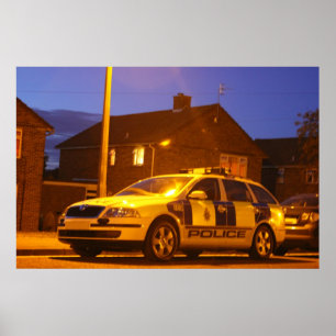 Póster poster de la noche del coche policía