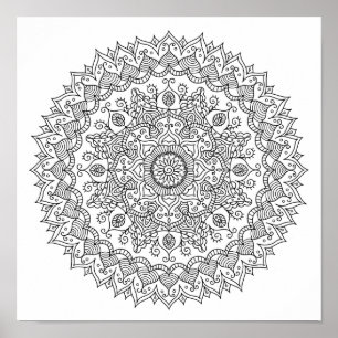 Póster Poster de la página de color Daisy Mandala