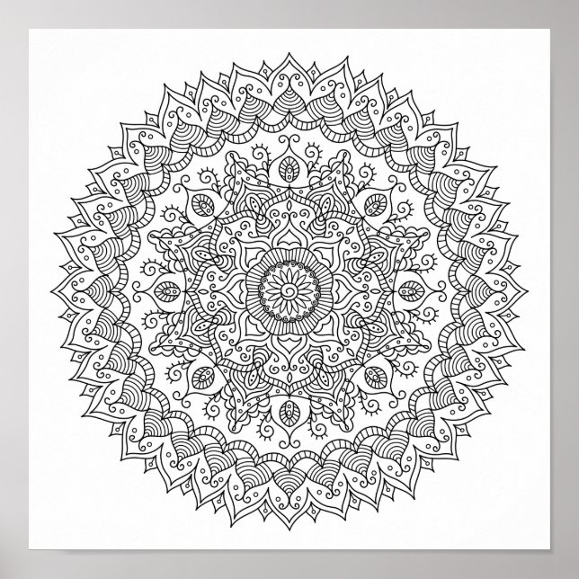 Póster Poster de la página de color Daisy Mandala (Frente)