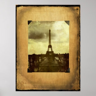 Póster Poster de la página de la Torre Eiffel Antiqued Sc