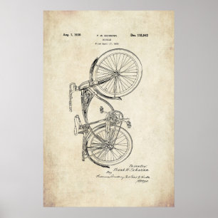 Póster Poster de la patente de la bicicleta de Schwinn