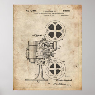 Póster Poster de la patente del proyector de película