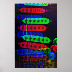 Póster Poster de la pila de las recogidas de la guitarra