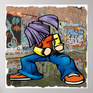 Póster Poster de la pintada de Hip Hop