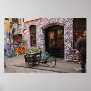 Póster Poster de la pintada y de la bici