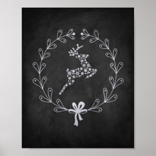 Póster Poster de la pizarra del reno del navidad