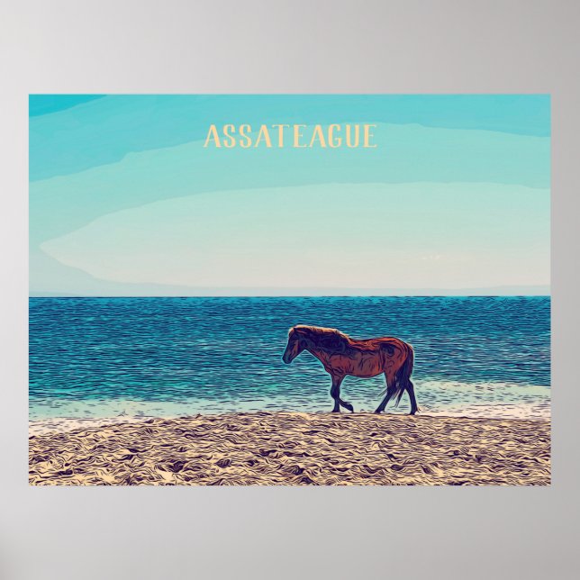 Póster Poster de la playa de caballos salvajes de Assatea (Frente)