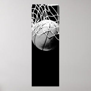 Póster Poster de la puerta del baloncesto blanco negro