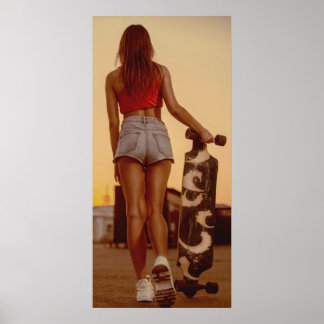 Póster Poster de la puerta del Chica del patinador