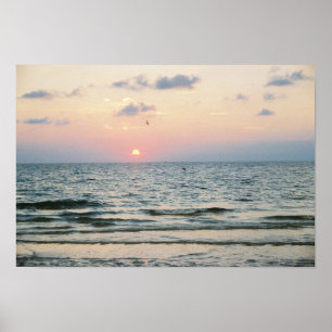 Póster Poster de la puesta del sol de la playa de