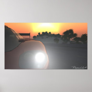Póster Poster de la puesta del sol del coche