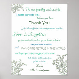 Póster Poster De La Recepción De Bodas, Gracias Rótulo