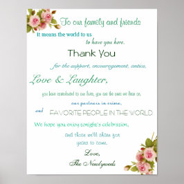 Póster Poster De La Recepción De Bodas, Gracias Rótulo