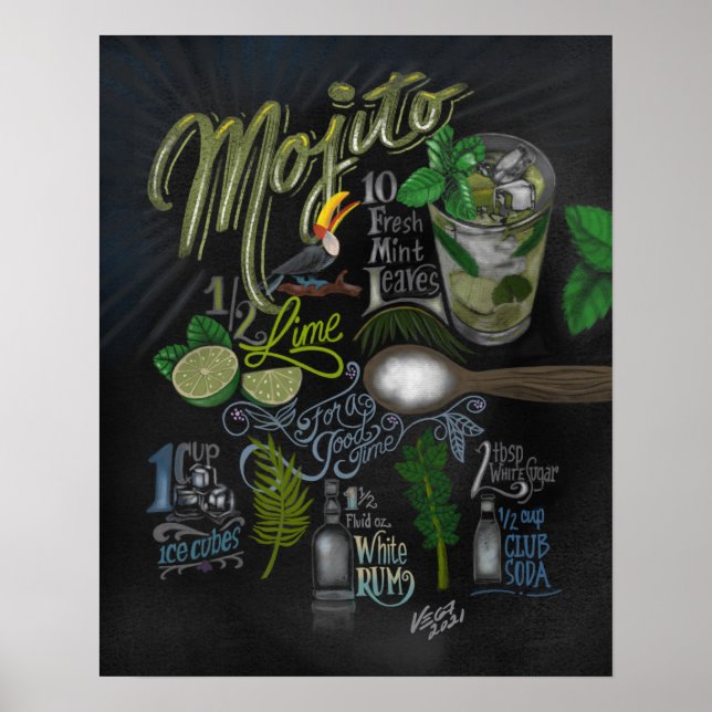 Póster Poster de la receta Mojito (Frente)