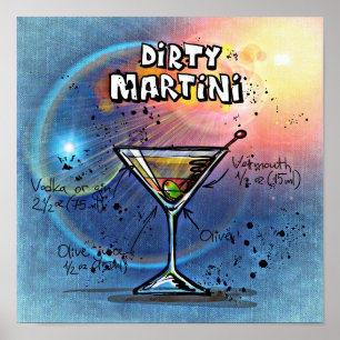 Póster Poster de la receta sucia Martini Cocktail