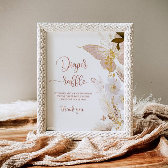 Póster Poster de la rifa del pañal de la mariposa Boho (Subido por el creador)