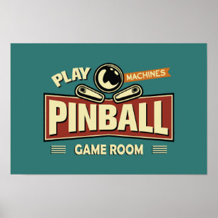 Póster Poster de la sala de juegos de las máquinas Pinbal
