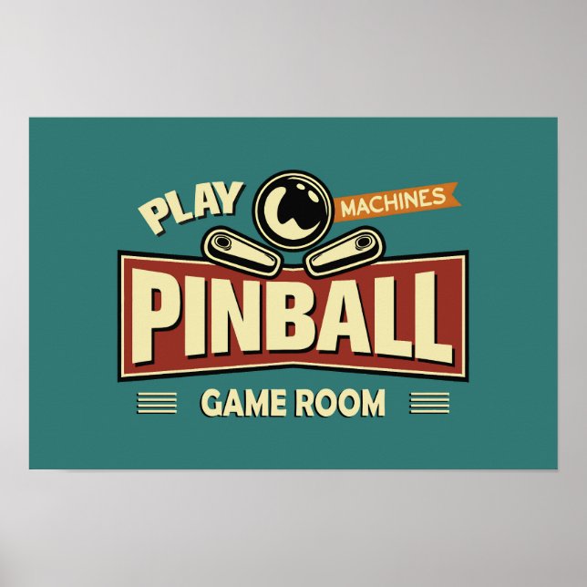 Póster Poster de la sala de juegos de las máquinas Pinbal (Frente)