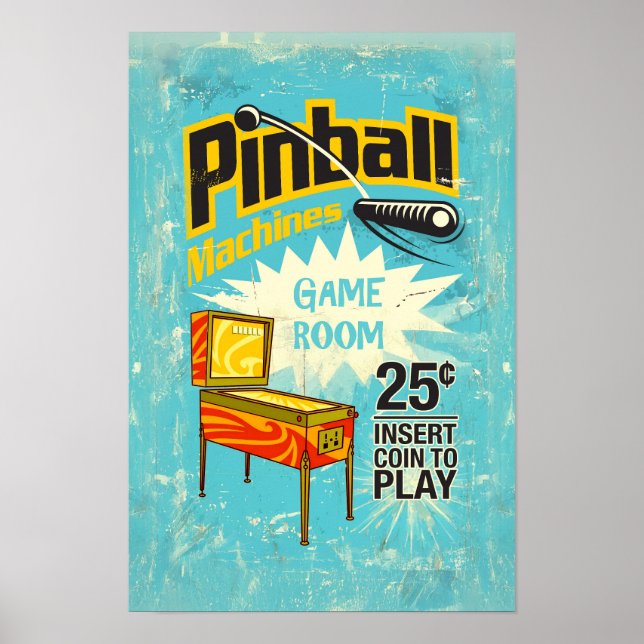 Póster Poster de la sala de juegos de Pinball Machines #1 (Frente)