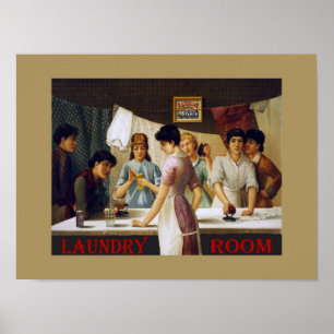 Póster Poster de la sala de lavandería de época