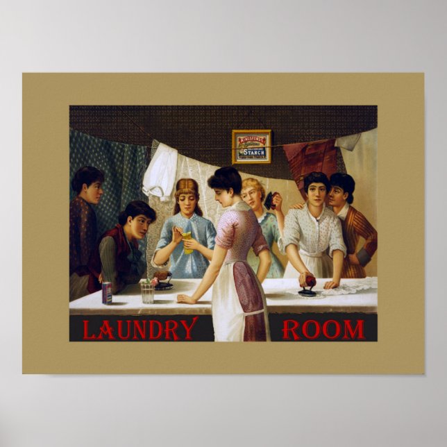 Póster Poster de la sala de lavandería de época (Frente)