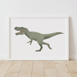 Póster Poster de la sala de niños de Green T Rex Dinosaur