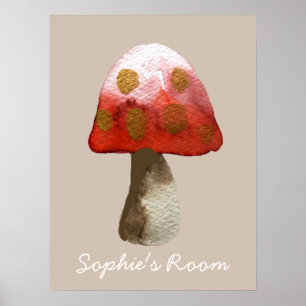 Póster Poster de la sala del chica de la seta de la acuar