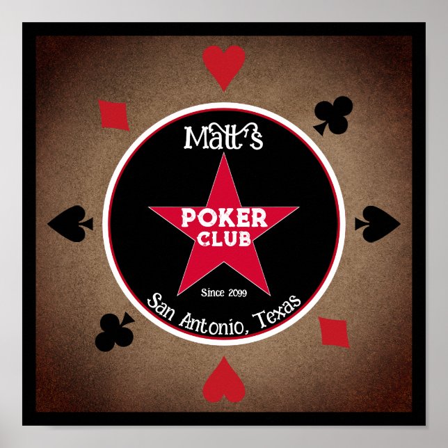 Póster Poster de la sala del Club de Póquer Cowboy Imprim (Frente)