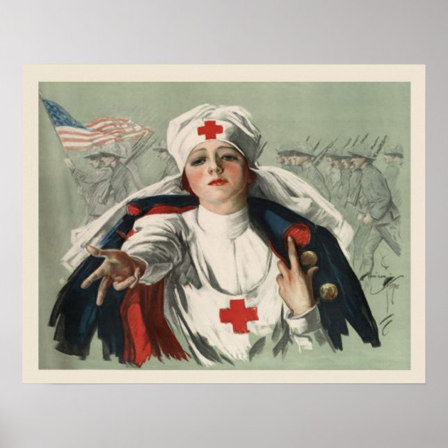 Póster Poster de la Segunda Guerra Mundial con la Cruz Ro (Frente)
