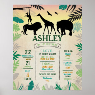 Póster Poster de la selva de hitos 1.ª jirafa de leones s