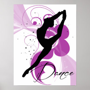 Póster Poster de la silueta del bailarín