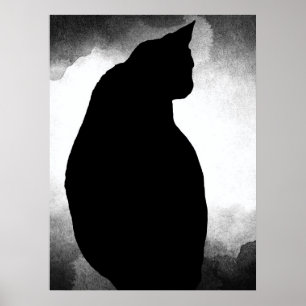 Póster Poster de la silueta del gato negro