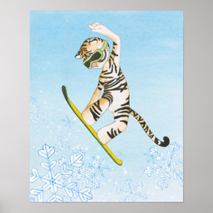 Póster Poster de la snowboard del tigre