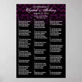 Póster Poster de la tabla de asientos boda Floral rosa