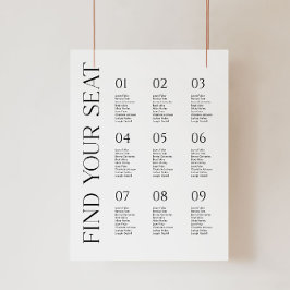 Póster Poster de la tabla de asientos de Bodas Minimalist