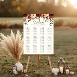 Póster Poster de la tabla de asientos de la boda de otoño