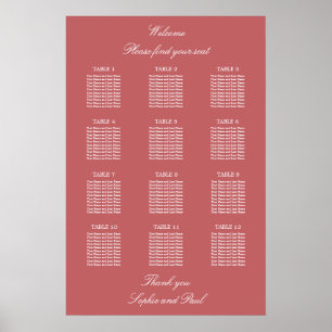 Póster Poster De La Tabla De Asientos De Tabla Rosa Dusty