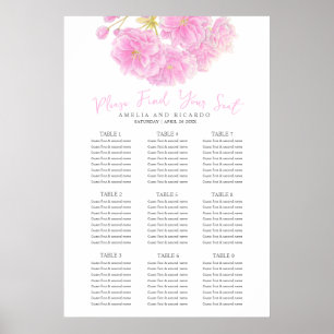 Póster Poster de la tabla de asientos del boda de floraci