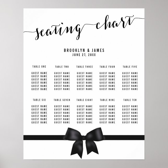 Póster Poster de la tabla de asientos del Boda de inclina (Frente)