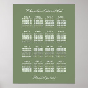 Póster Poster de la tabla de asientos del Boda de mesa Sa