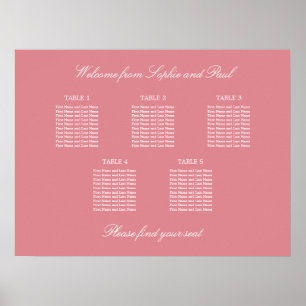 Póster Poster de la tabla de asientos del Boda de tabla R