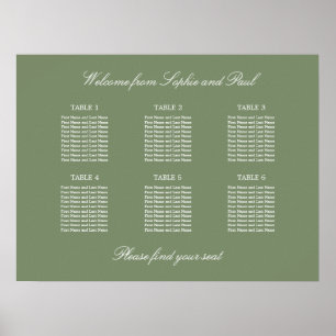 Póster Poster de la tabla de asientos del Boda de tabla S