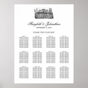 Póster Poster de la tabla de asientos del Boda de toile y