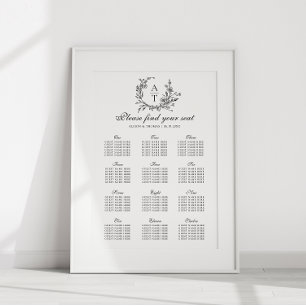 Póster Poster de la tabla de asientos del Boda del Escudo