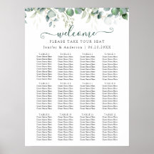 Poster de la tabla de asientos del Boda Eucalyptus