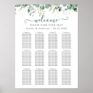 Póster Poster de la tabla de asientos del Boda Eucalyptus