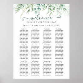 Póster Poster de la tabla de asientos del Boda Eucalyptus