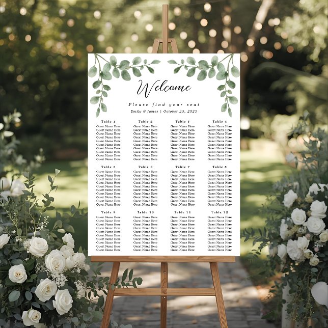 Póster Poster de la tabla de asientos del Boda Eucalyptus (Subido por el creador)