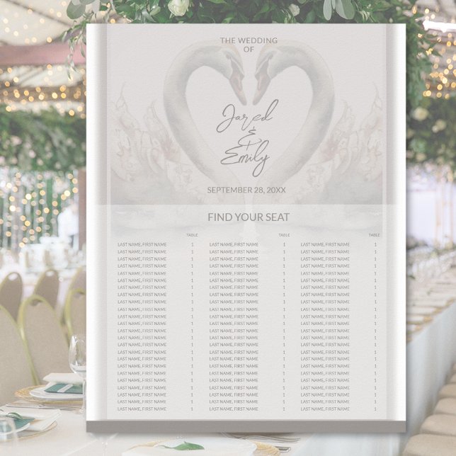 Póster Poster de la tabla de asientos del Boda Swan (Swan Wedding Seating Chart)